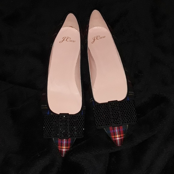 J.Crew Plaid Clothed Pointed Toe Flats Size 8 - Picture 5 of 8